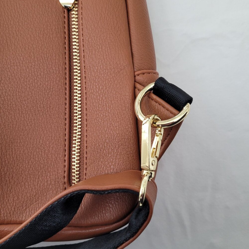 INICAT Small Crossbody Sling Bag Cognac Brown Vegan Leather Quiet Luxury NWOT - Picture 5 of 13